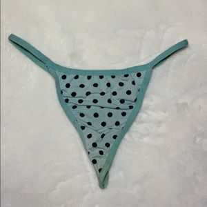 Blue and black poke-a-dot g-string
